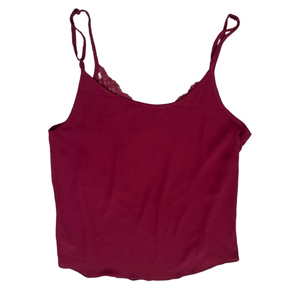 Aritzia Babaton Everly Lace Flowy Camisole Blouse | Maroon | Size XS - Picture 4 of 6